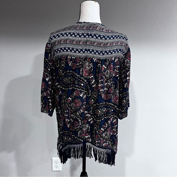 Hollister Boho Floral Paisley Kimono / shawl / light cardigan With Fringe - Picture 7 of 12